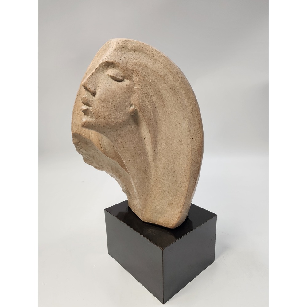 Vintage 1980 Austin Prod Inc Stylized Woman Face Bust Sculpture Black Base
